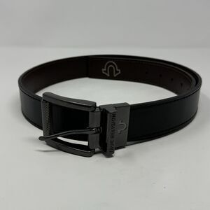 True Religion Lumin Textured Roller Twist Rev Belt Black/Brown Size: 38